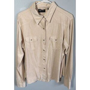 Outback Trading Co. Women Ivory Rose Tooled Pearl Snap Shirt XL Western Ranch